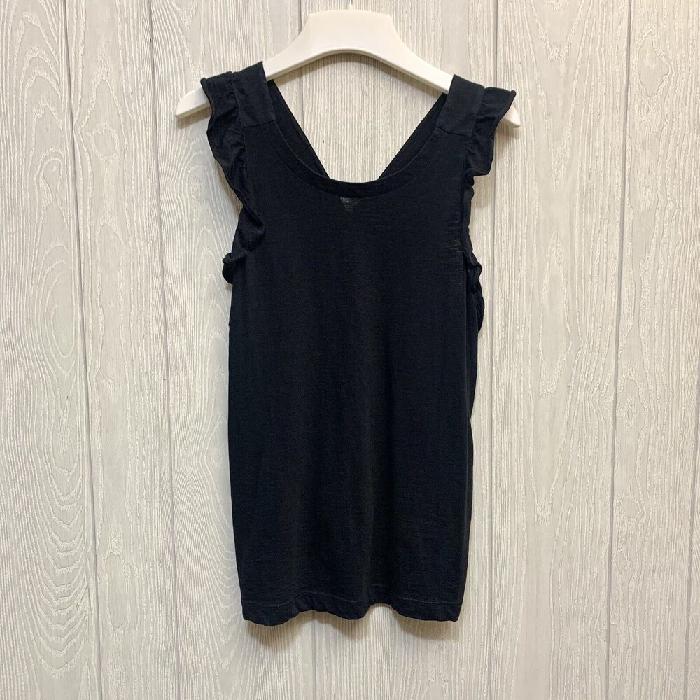 LOFT Black Ruffle Tank Medium NWT